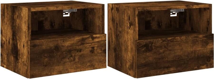 The Living Store Tv-wandmeubels 2 st 40x30x30 cm bewerkt hout gerookt eikenkleur Tv-wandmeubel Tv-wandmeubels Zwevend Tv-wandmeubel Media-wandmeubel - Foto 2