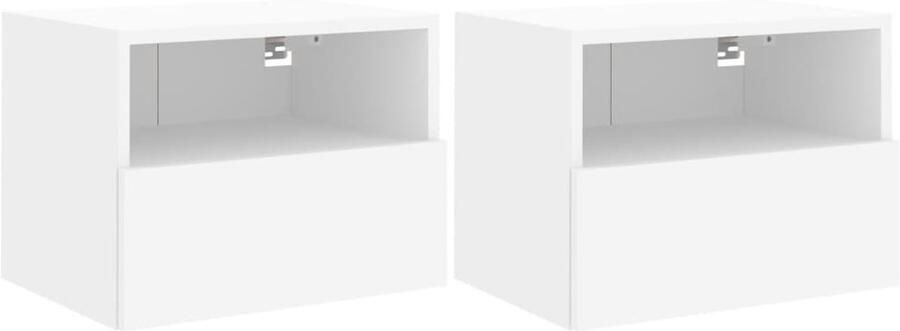 The Living Store Tv-wandmeubels 2 st 40x30x30 cm bewerkt hout wit Tv-wandmeubel Tv-wandmeubels Zwevend Tv-wandmeubel Media-wandmeubel - Foto 2