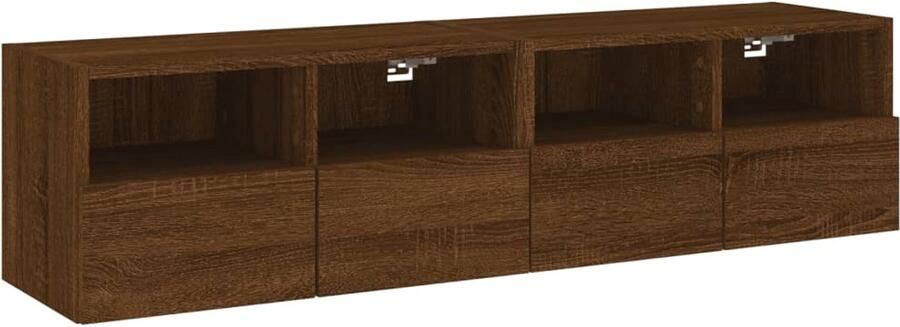 The Living Store Tv-wandmeubels 2 st 60x30x30 cm bewerkt hout bruin eikenkleur Tv Kast Tv Wandmeubel Zwevend Tv Meubel Houten Tv Kast Bruine Eiken Tv Kast - Foto 2