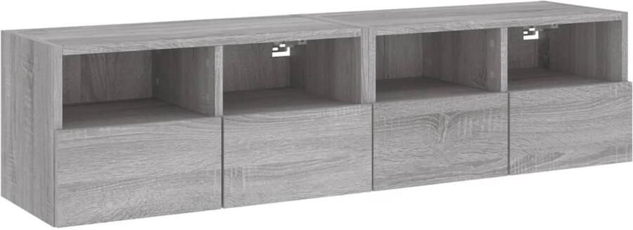 The Living Store Tv-wandmeubels 2 st 60x30x30 cm bewerkt hout grijs sonoma eiken Tv Kast Tv Wandmeubel Zwevend Tv Meubel Grijze Tv Kast Houten Tv Kast - Foto 2