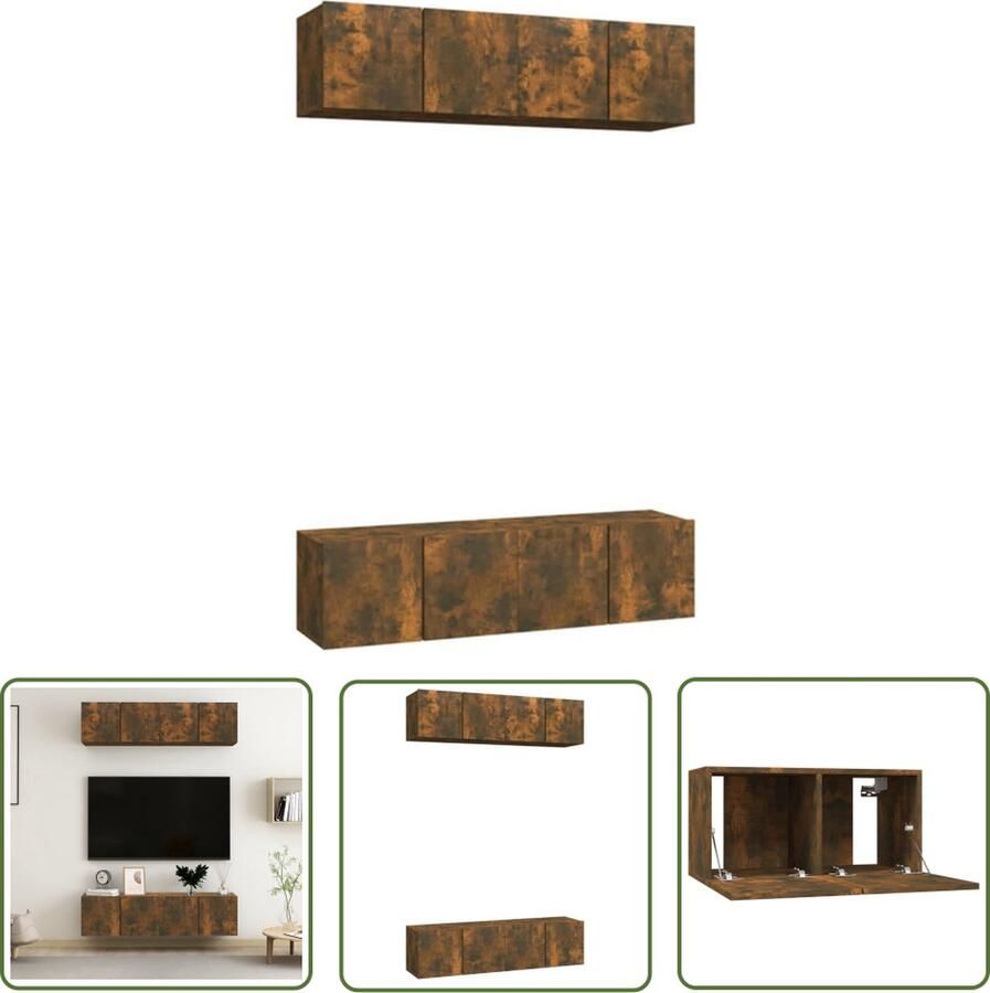 The Living Store TV-wandmeubels Gerookt eiken 60 x 30 x 30 cm Wandmontage Hoge kwaliteit Opbergruimte Neerklapbare deur - Foto 2