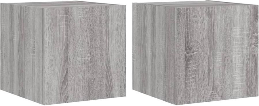 The Living Store Tv-wandmeubels met LED 2 st 30 5x35x30 cm grijs sonoma eiken Tv-standaard Tv-meubel Led Verlichting Grijze Tv Stand Houten Tv Kast - Foto 2