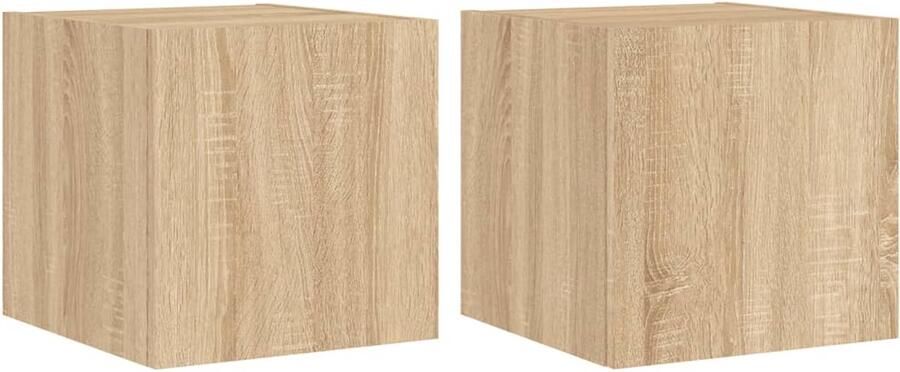 The Living Store Tv-wandmeubels met LED 2 st 30 5x35x30 cm sonoma eikenkleurig Tv-wandmeubel Tv-wandmeubelen Zwevend Tv-meubel Tv-wandmeubel - Foto 2