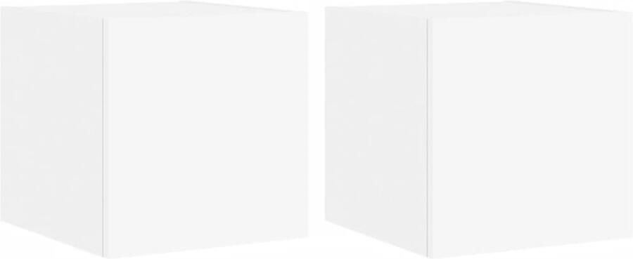 The Living Store Tv-wandmeubels met LED-verlichting 2 st 30 5x35x30 cm wit Tv Wandplank Tv Stand Led Tv Tafel Houten Tv Kast Modern Tv Meubel - Foto 4