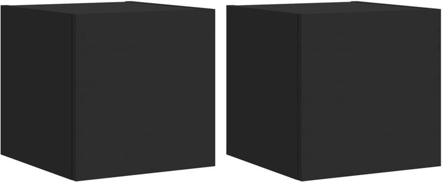 The Living Store Tv-wandmeubels met LED-verlichting 2 st 30 5x35x30 cm zwart Tv-kast Tv-meubel Wandmontage Led Verlichting Rgb Verlichting - Foto 2