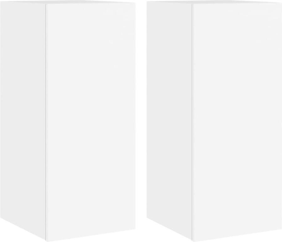 The Living Store Tv-wandmeubels met LED-verlichting 2 st 30 5x35x70 cm wit Tv-wandmeubel Tv-wandmeubelen Zwevend Tv-meubel Tv-wandmeubel - Foto 2