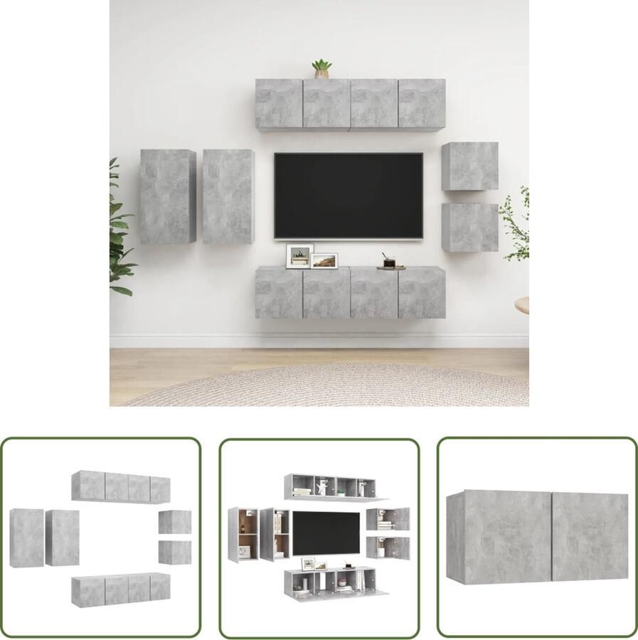 The Living Store TV-wandmeubelset Betongrijs 30.5 x 30 x 30.5 x 30 x 60 x 30 x 3 - Foto 2