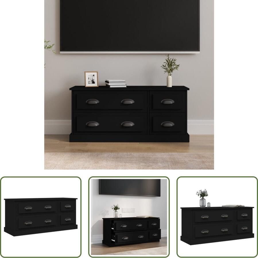 The Living Store TV-meubel Serie Duurzaam bewerkt hout 100 x 35.5 x 45 cm Zwart - Foto 2