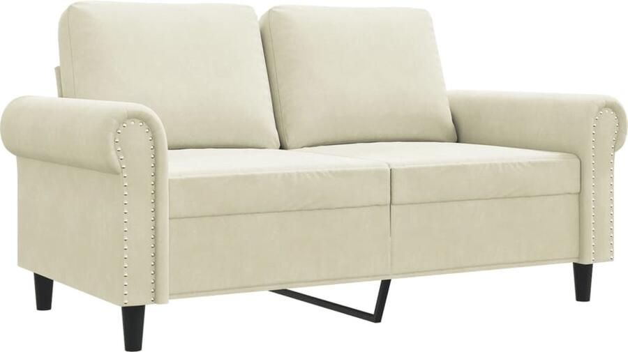 The Living Store Tweezitsbank 120 cm fluweel crèmekleurig Tweezitsbank Sofa Lounge Sofa Bankstellen Woonkamer Meubilair - Foto 2