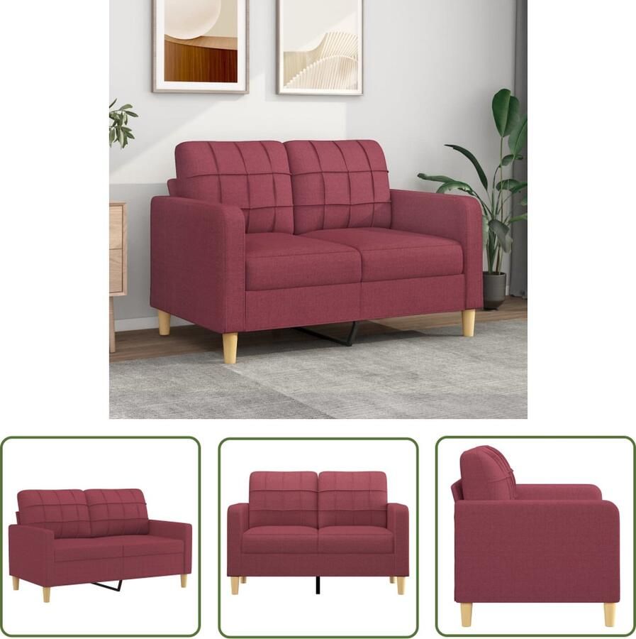 The Living Store Bank 2-zits Wijnrood 138x77x80 cm Duurzame stof Tweezitsbank Banks Kopen Lounge Meubilair Stoffen Bank Rode Bank