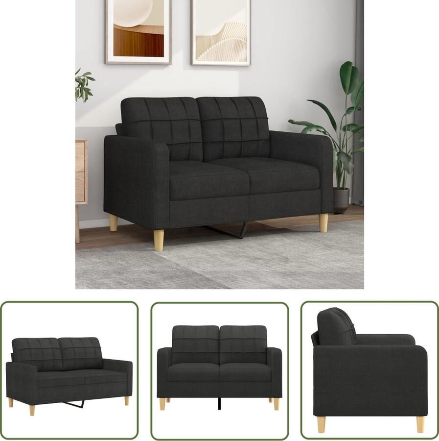 The Living Store Bank Modern Zwart 2-zits 138x77x80 cm Duurzame Stof Stevig Frame Zweezitsbank Zwarte Bank Stoffen Bank Lounge Bank Banks Kopen