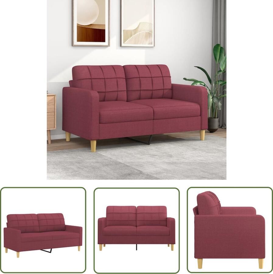 The Living Store 2-zitsbank Stof 158 x 77 x 80 cm Wijnrood Tweezitsbank Sofa Bankstellen Lounge Meubels Woonkamers