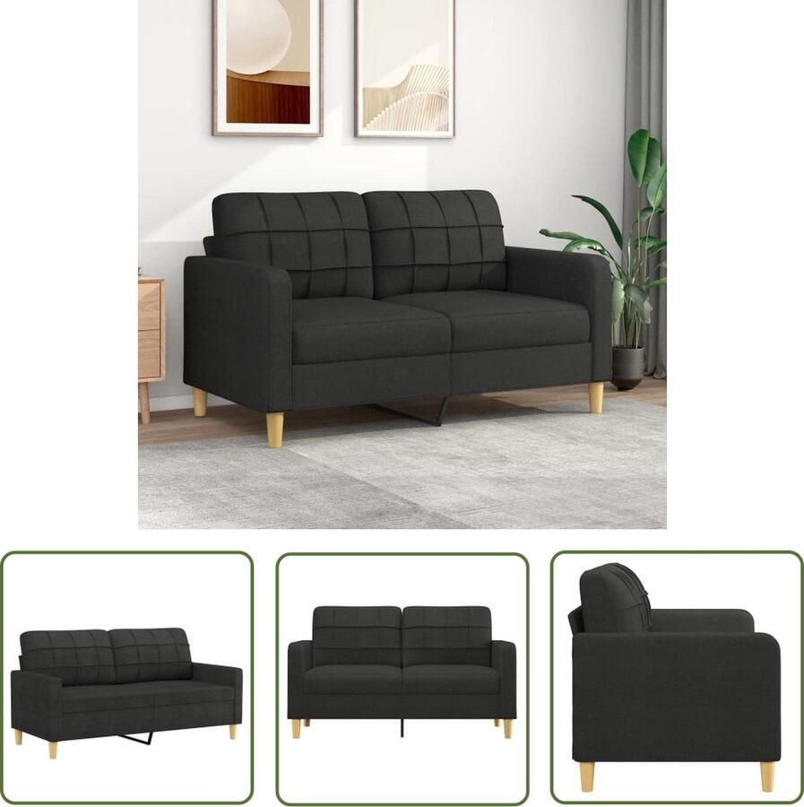 The Living Store 2-zitsbank Stof 158 x 77 x 80 cm Zwart Tweezitsbank Zwarte Bank Stoffen Bank Lounge Meubels Woonkamer Meubilair