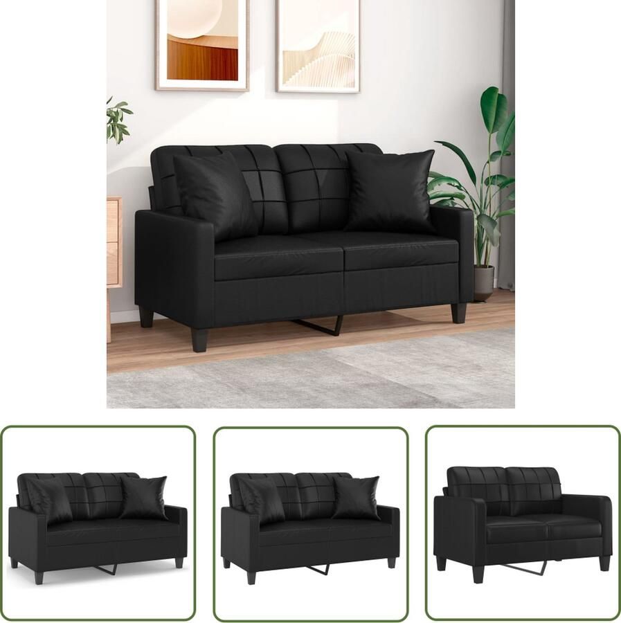 The Living Store Tweezitsbank Kunstleer Zwart 138x77x80 cm Comfortabele zitervaring Tweezitsbank Zitzitting Bankstellen Lounge Meubilaar Kunstleder Sofa - Foto 2
