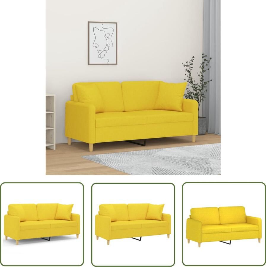 The Living Store Bank Modern 2-zits lichtgeel 158 x 77 x 80 cm Duurzame stof Tweezitsbank Sofa Bankstellen Geel Sofa Modern Sofa