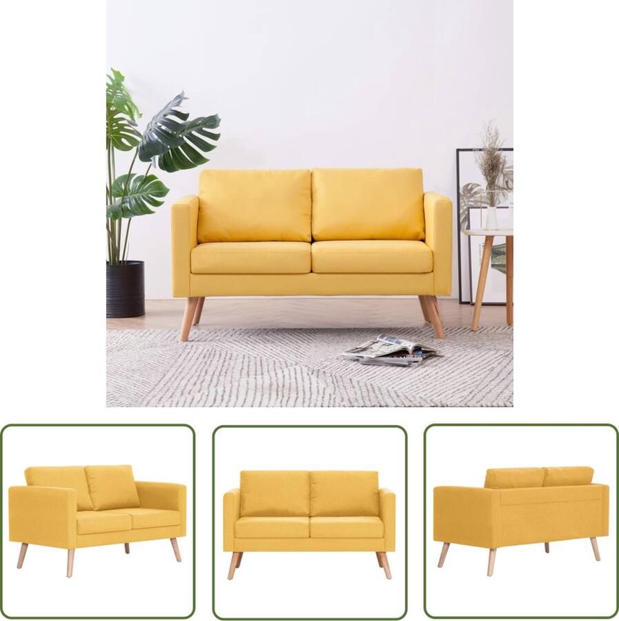 The Living Store 2-zitsbank Stof Geel 116x70x73cm Tweezitsbank Stoffen Bank Gele Bank Banks Kopen Salon Meubilair - Foto 2