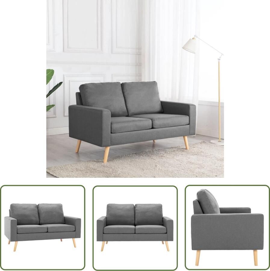 The Living Store 2-zitsbank Lichtgrijs 115 x 69 x 75 cm Houten frame Polyester bekleding Tweezitsbank Sofa Banks Kopen Lounge Meubilair Grijs Sofa - Foto 2