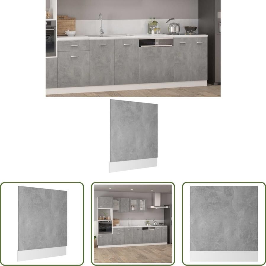 The Living Store Vaatwasserpaneel Betongrijs 59.5 x 3 x 67 cm Duurzaam spaanplaat