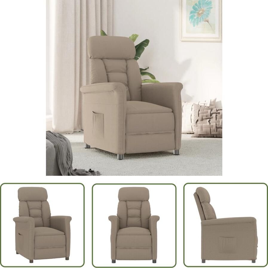 The Living Store Verstelbare Armstoel Kunstsuède 73 x 93 x 104 cm Taupe