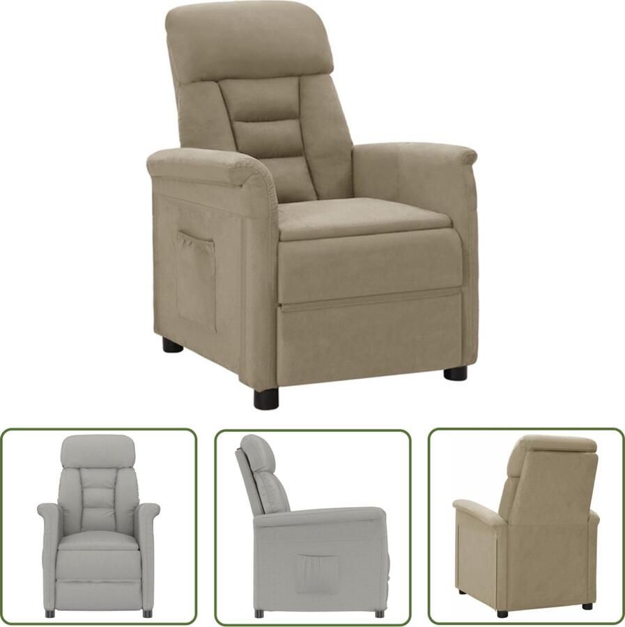 The Living Store verstelbare armstoel kunstsuède lichtgrijs 73 x 93 x 104 cm schuim vulling - Foto 2