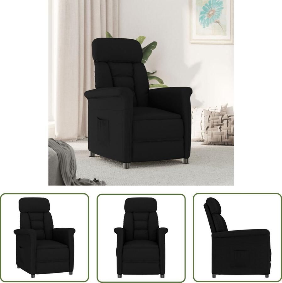 The Living Store verstelbare armstoel zwart kunstsuède 73 x 93 x 104 cm