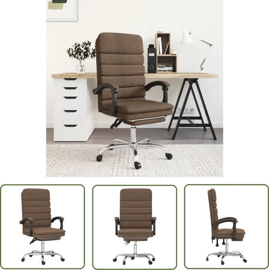 The Living Store Verstelbare Bureaustoel Bruin 63 x 56 cm Massagefunctie - Foto 2