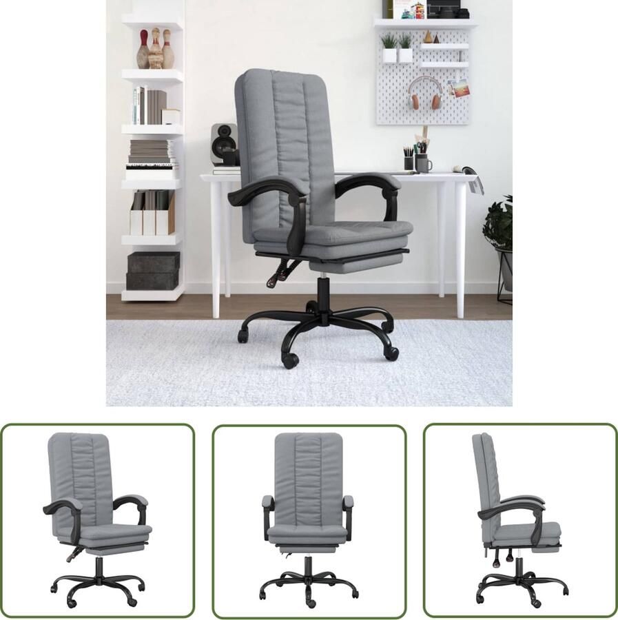The Living Store Verstelbare Bureaustoel Lichtgrijs 63 x 56 cm Ademend en Duurzaam - Foto 2