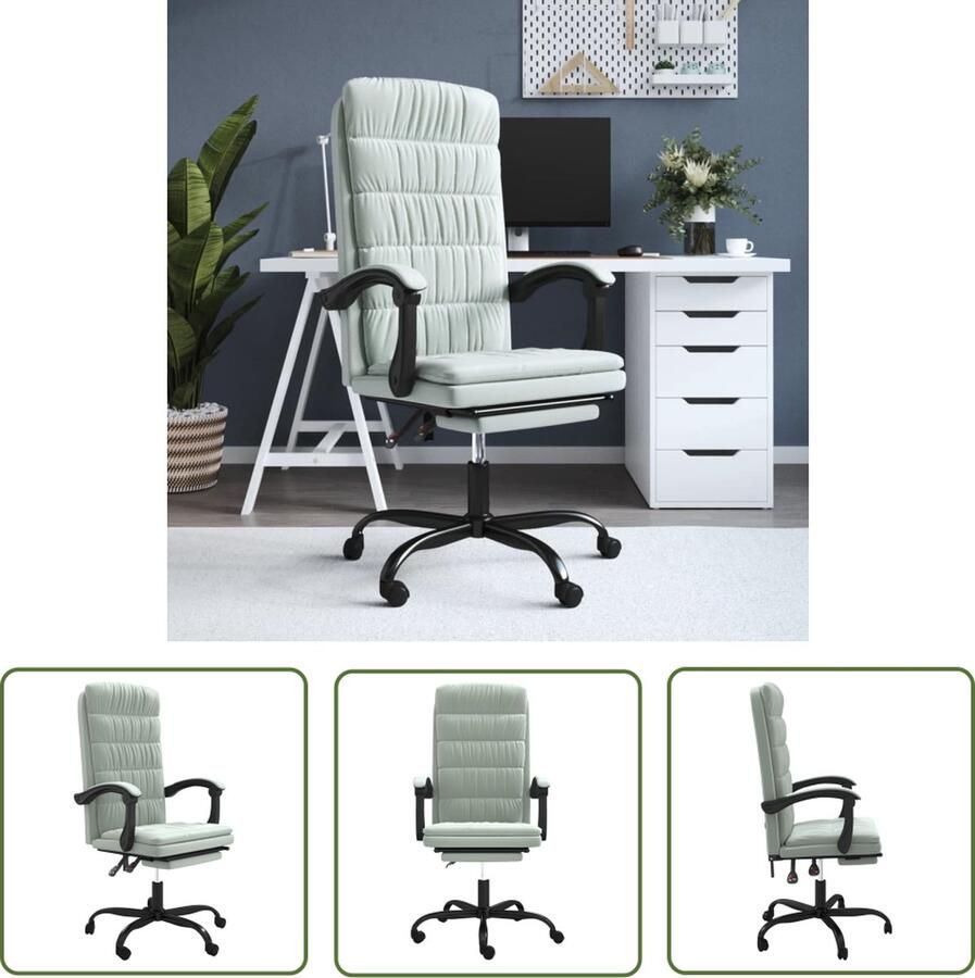 The Living Store Verstelbare Bureaustoel Lichtgrijs Fluweel 63x56 cm Verstelbare rugleuning en voetensteun - Foto 2