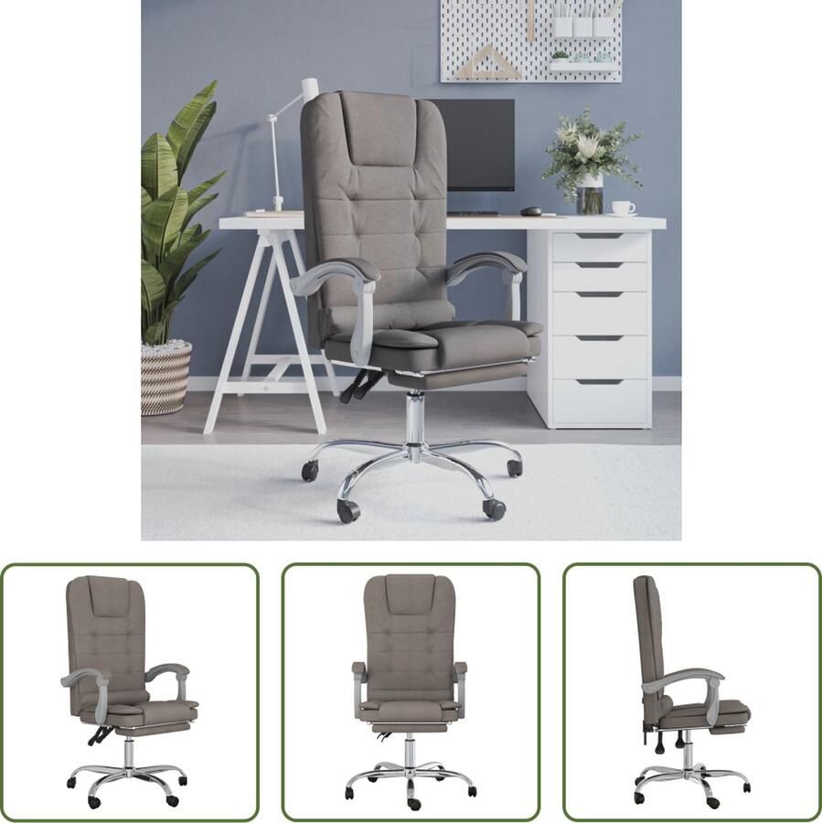 The Living Store Verstelbare Bureaustoel Taupe 63 x 56 x (112.5 122) cm Massagefunctie - Foto 2