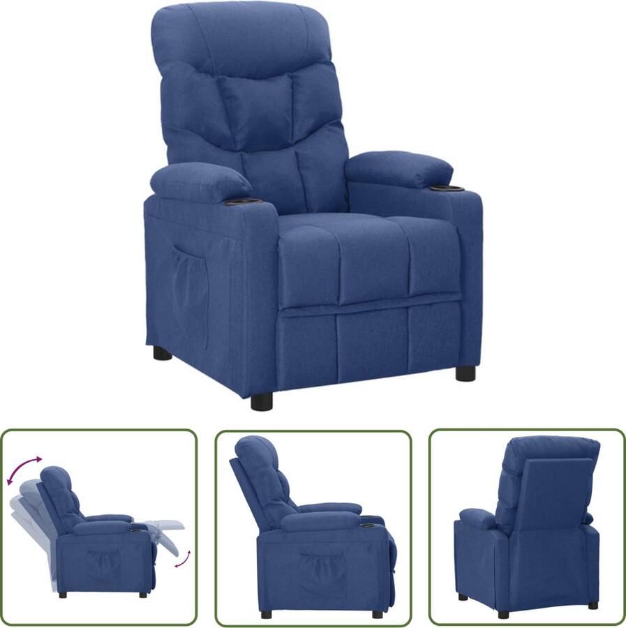 The Living Store Verstelbare Fauteuil blauw 73 x 93 x 102 cm ademend en duurzaam - Foto 2