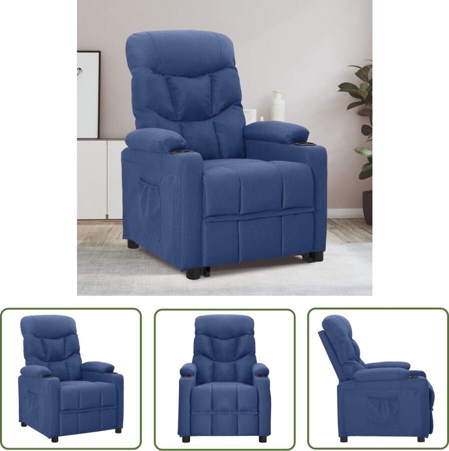 The Living Store Verstelbare Fauteuil blauw 73 x 93 x 102 cm ademend en duurzaam