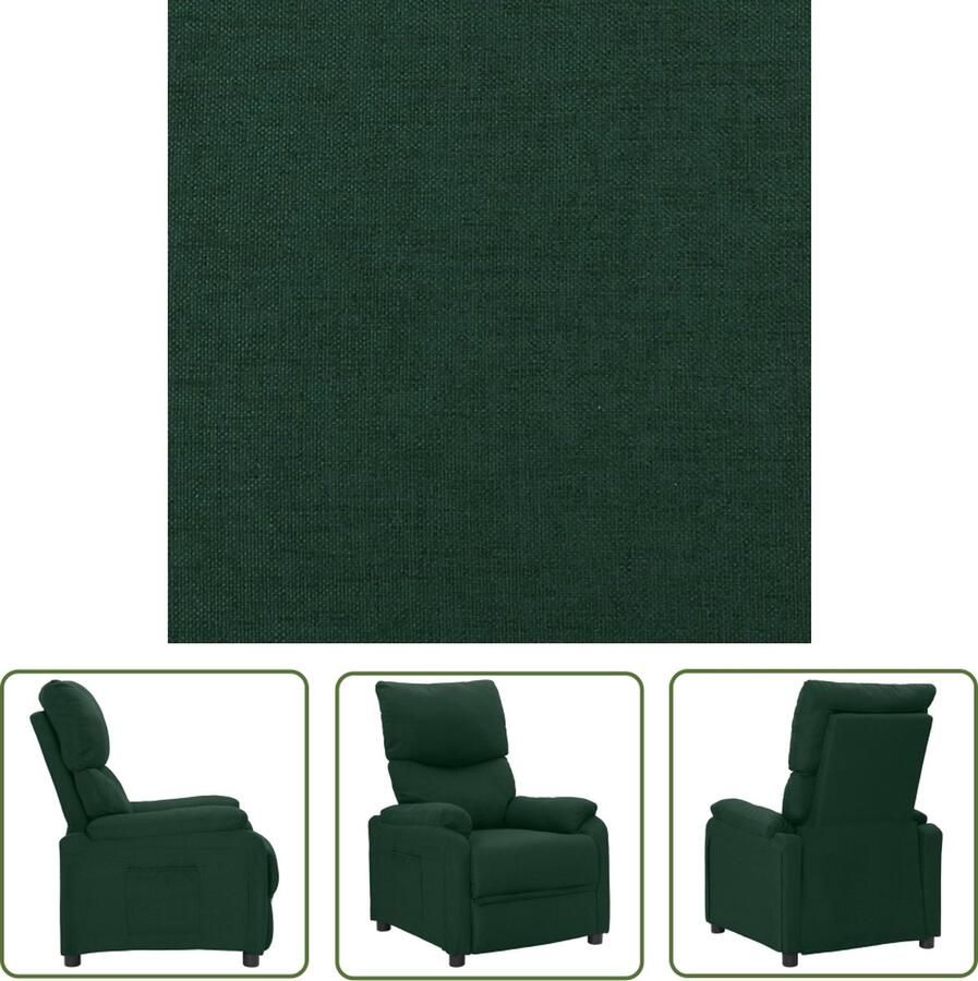 The Living Store Verstelbare Fauteuil Donkergroen Stof Hout 71.5x138x80cm - Foto 2