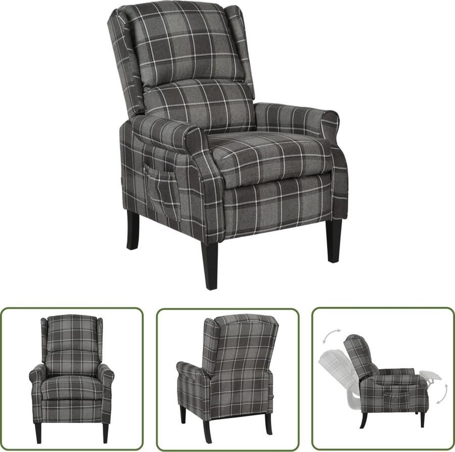 The Living Store Verstelbare Fauteuil Grijs Stof 71 x 90.5 x 101.5 cm Verstelbare rugleuning en voetensteun Rubberwood Verstelbare Fauteuil Grijs Lounge Stoel Relaxfauteuil Fauteuils - Foto 2