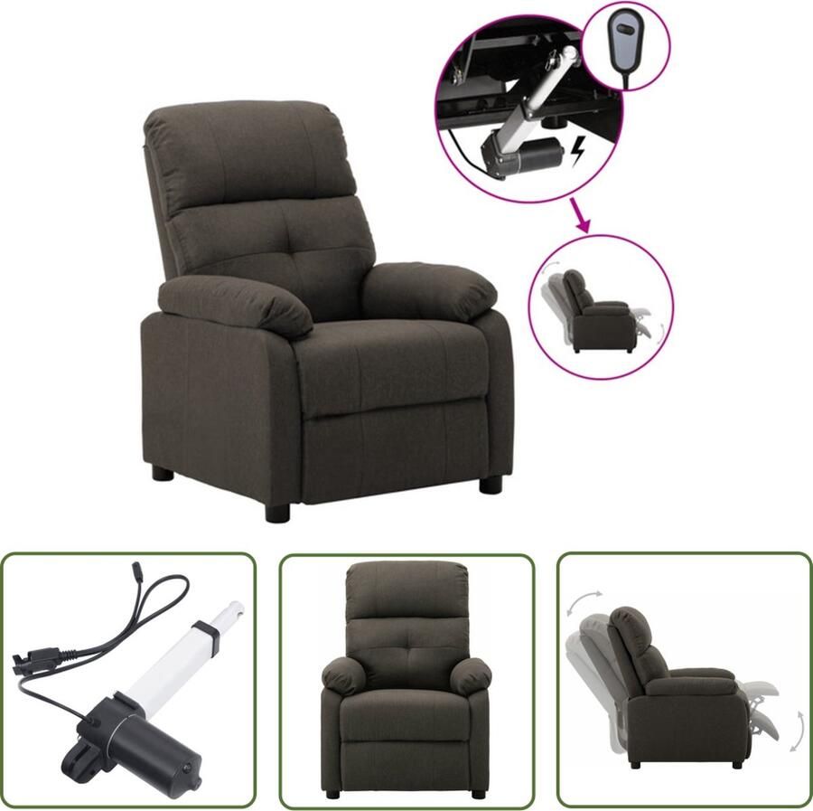 The Living Store Verstelbare Fauteuil Hoge Rug Elektrisch Stof 76x90x100 cm Taupe Elektrische Fauteuil Lounge Stoel Loungestoel Verstelbare Fauteuil Ergonomische Stoel - Foto 2