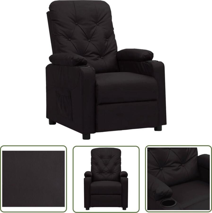 The Living Store Verstelbare Fauteuil Kunstleer Zwart 78.5 x 93 x 96.5 cm Verstelbare rugleuning en voetensteun