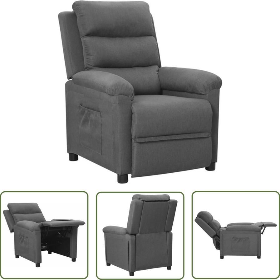 The Living Store Fauteuil verstelbaar stof lichtgrijs Verstelbare Fauteuil Fauteuils Loungestoel Leesfauteuil Relaxfauteuil - Foto 3