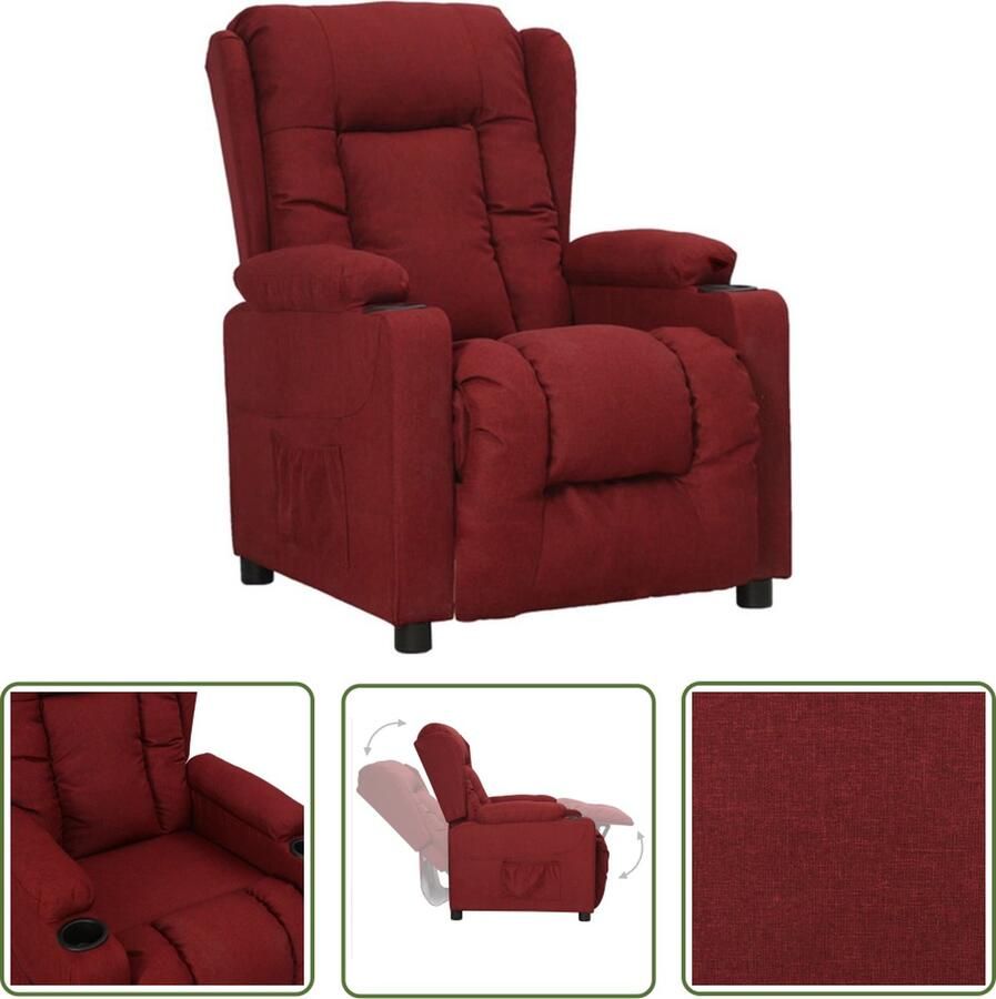 The Living Store verstelbare fauteuil Luxe Stoel Afmeting- 72.5 x 96 x 99.5 cm Ken- 2 bekerhouders