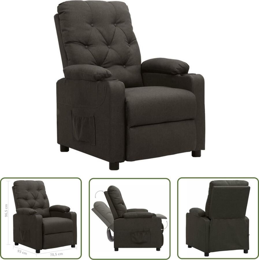 The Living Store Verstelbare Fauteuil Taupe 78.5 x 93 x 96.5 cm Dik schuim Sterke stof