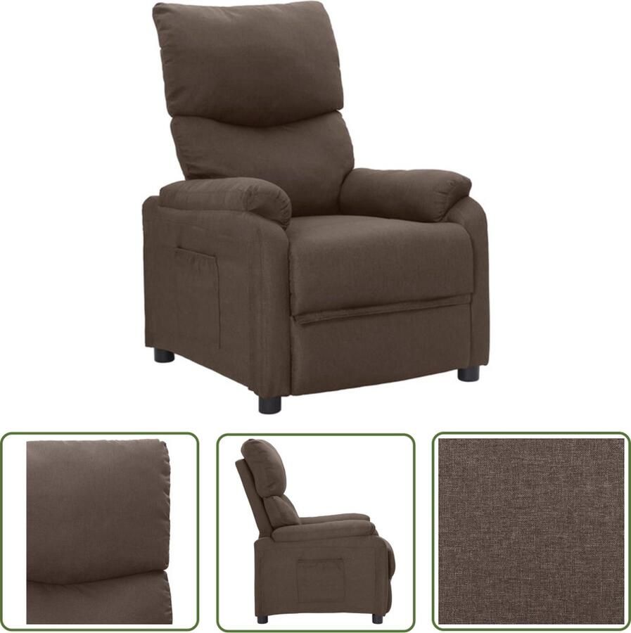 The Living Store Verstelbare Fauteuil Taupe Stof 71.5 x 138 x 80 cm - Foto 2