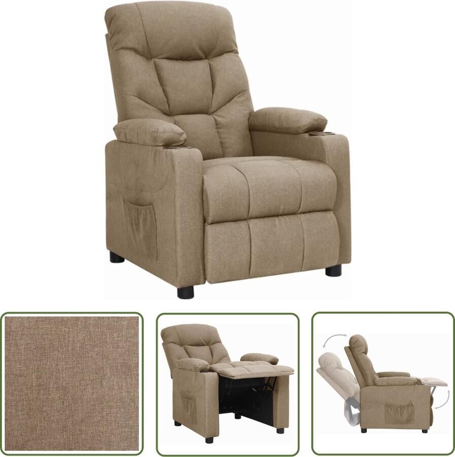 The Living Store Verstelbare Fauteuil Taupe Stof 73 x 138 x 85 cm Comfortabel en duurzaam