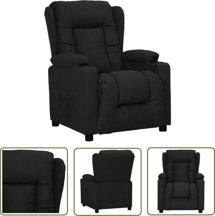 The Living Store Verstelbare Fauteuil Zwart 72.5x96x99.5 cm Met 2 Bekerhouders Verstelbare Fauteuil Zwarte Fauteuil Lounge Fauteuil Relaxfauteuil Fauteuils Online Kopen - Foto 2