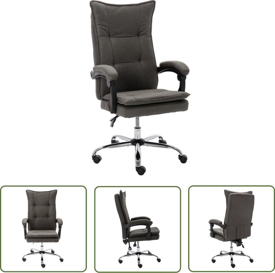 The Living Store Verstelbare Kantoorstoel Grijs 64 x 68 x (113-120) cm Ergonomisch en Comfortabel - Foto 2