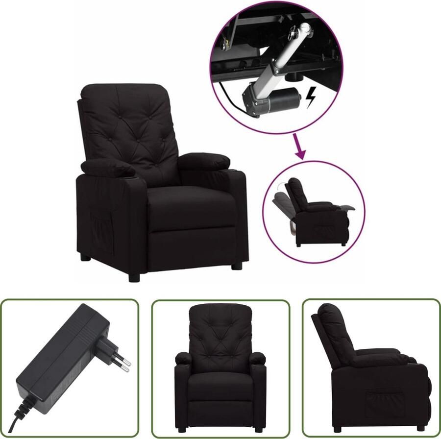 The Living Store Verstelbare Sta-opstoel Zwart Kunstleer Elektrische Heffunctie 78.5 x 93 x 96.5 cm