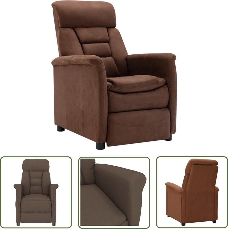 The Living Store Verstelbare Stoel Bruin Kunstsuède 73 x 93 x 104 cm Rugleuning en Voetensteun