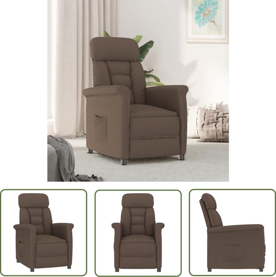 The Living Store Verstelbare Stoel Bruin Kunstsuède 73 x 93 x 104 cm Rugleuning en Voetensteun - Foto 2