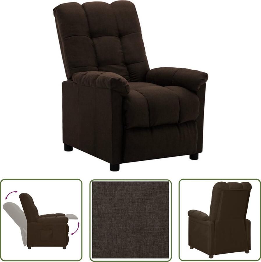 The Living Store Verstelbare Stoel Fauteuil Stof 74 x 99 x 102 cm Donkerbruin - Foto 2
