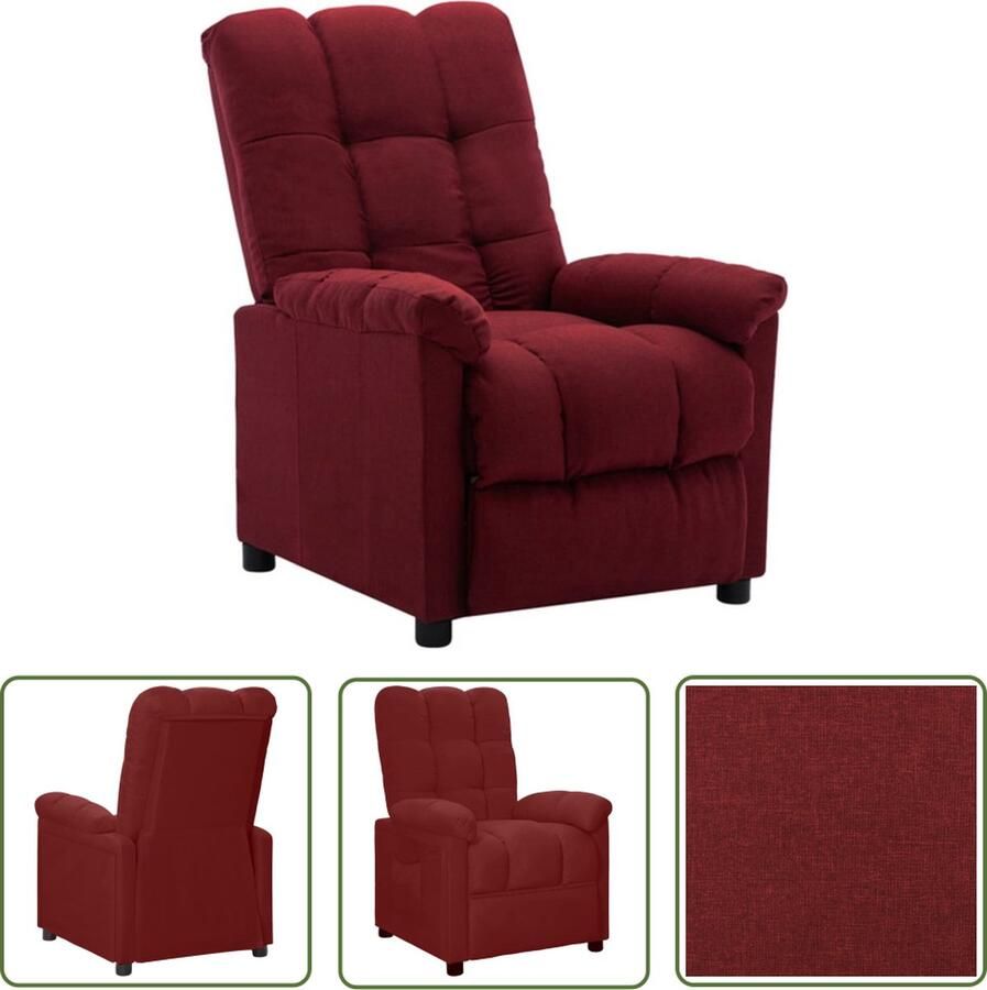 The Living Store Verstelbare Stoel Fauteuil Wijnrood 74 x 99 x 102 cm Stof IJzer