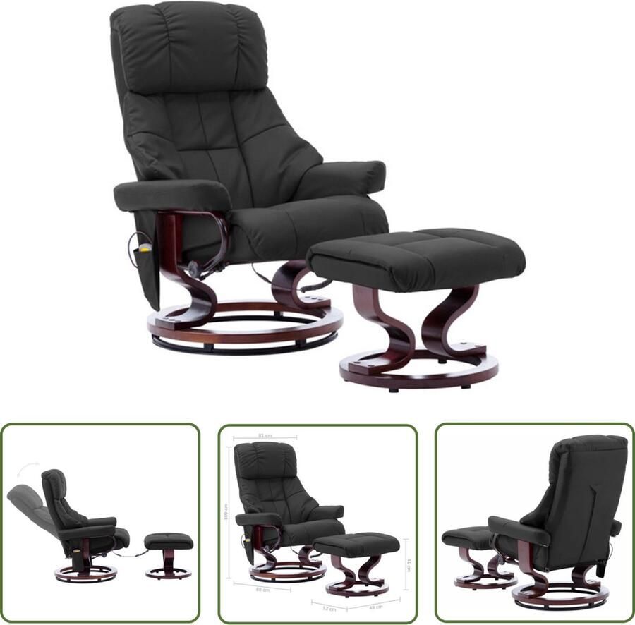 The Living Store Verstelbare Stoel Fauteuil Zwart 81 x 88 x 109 cm PU-leer - Foto 2