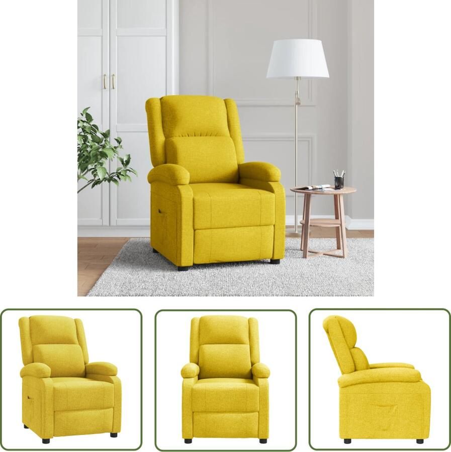 The Living Store Verstelbare stoel Geel 70 x 89.5 x 99 cm Comfortabel en duurzaam Verstelbare Stoel Gele Stoel Fauteuils Lounge Stoel Relaxfauteuil - Foto 3