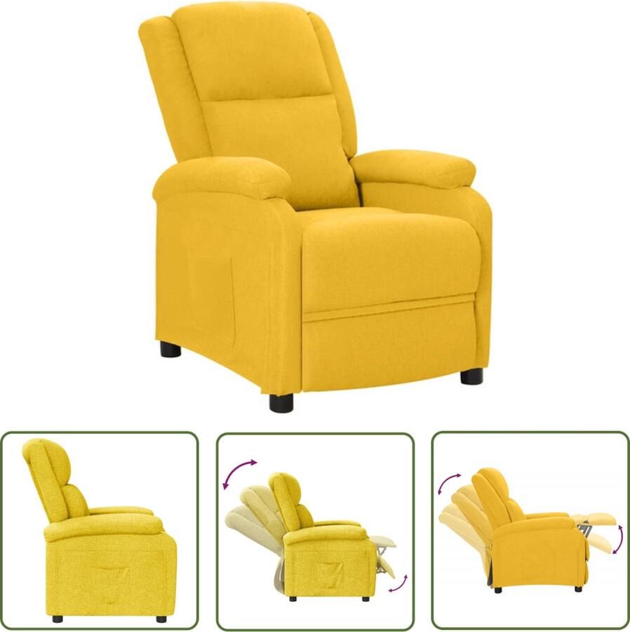 The Living Store Verstelbare stoel Geel 70 x 89.5 x 99 cm Comfortabel en duurzaam Verstelbare Stoel Gele Stoel Fauteuils Lounge Stoel Relaxfauteuil - Foto 2